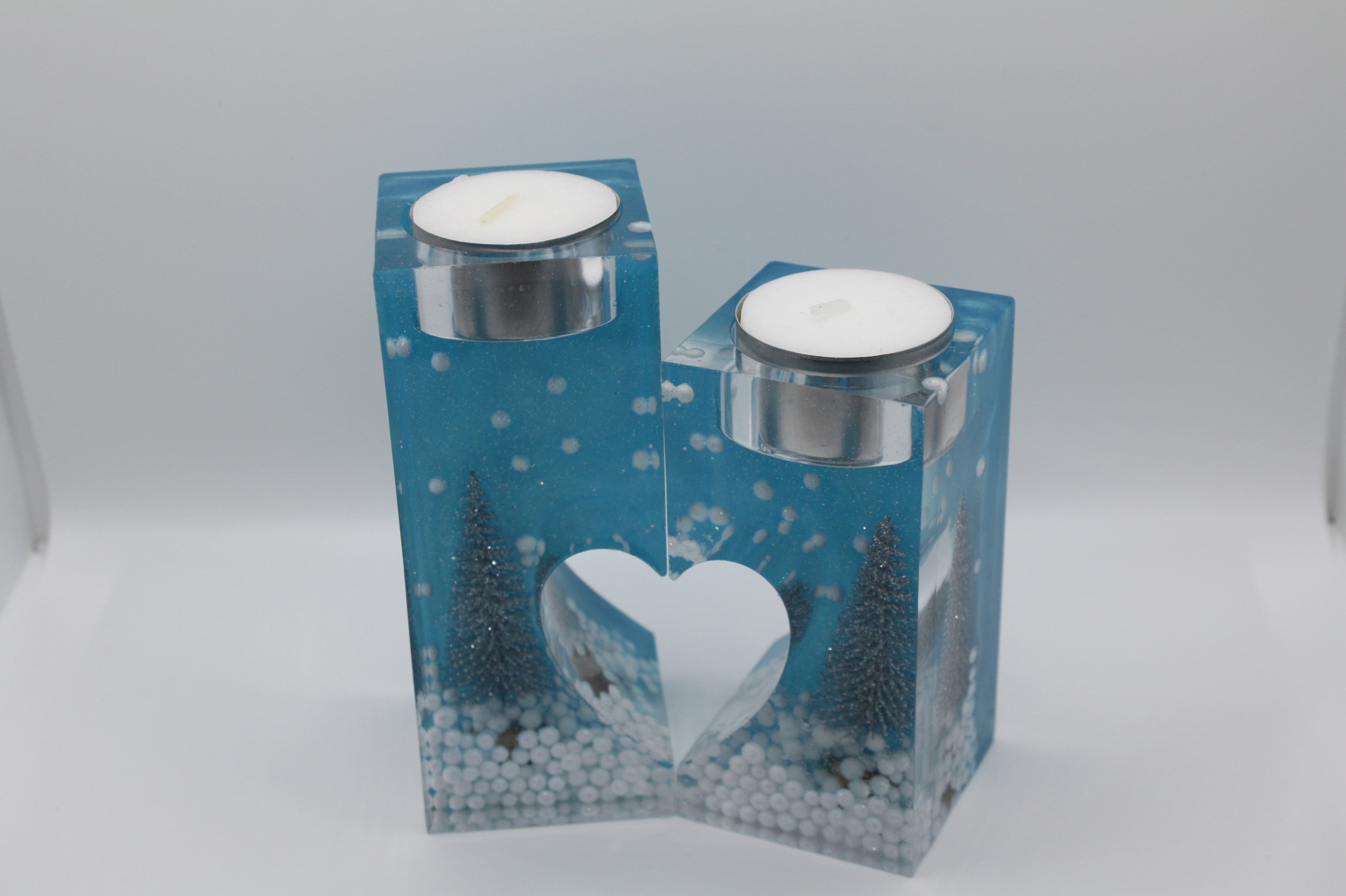 Winter themed candle holder pair 3