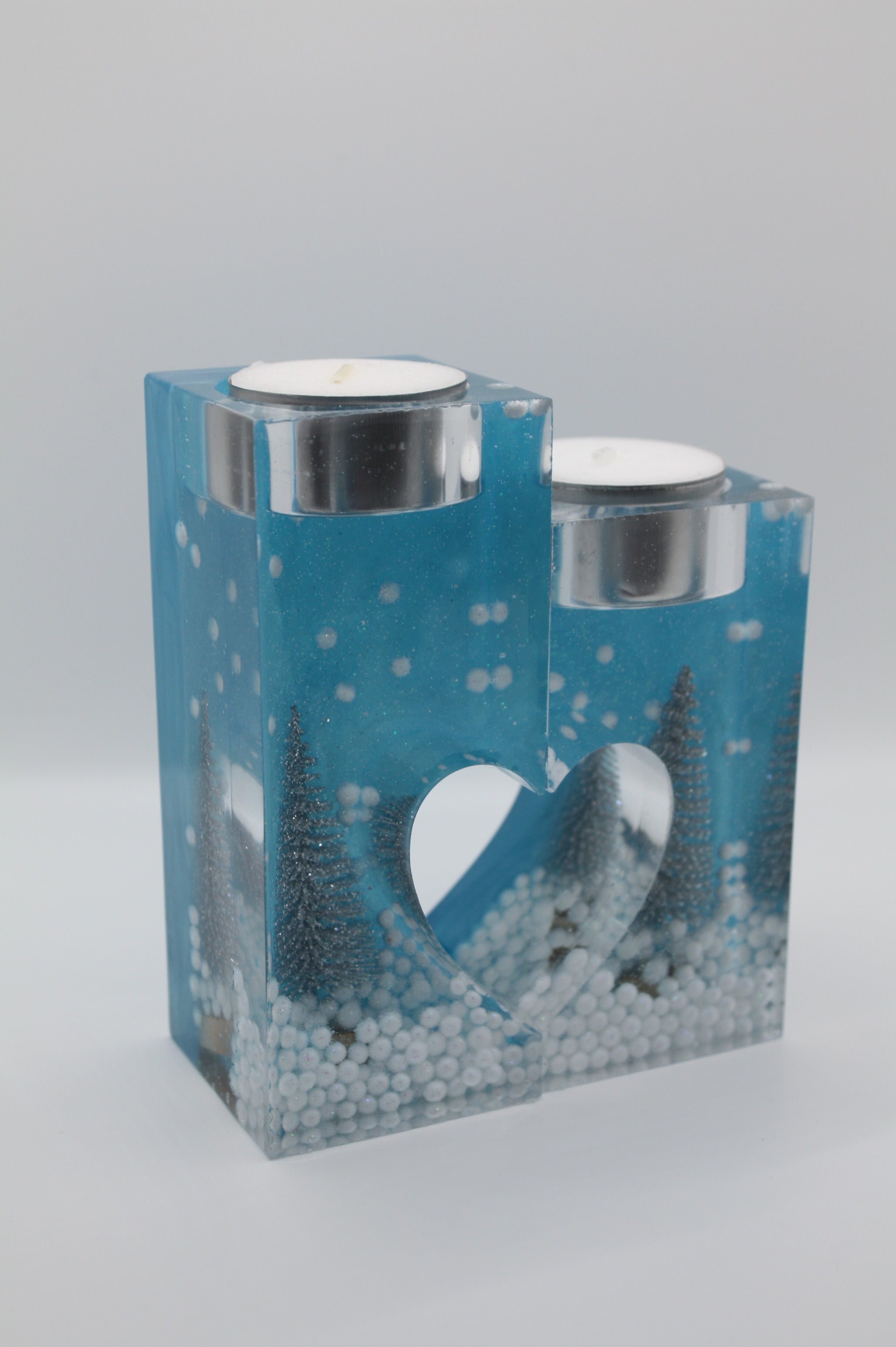 Winter themed candle holder pair 4