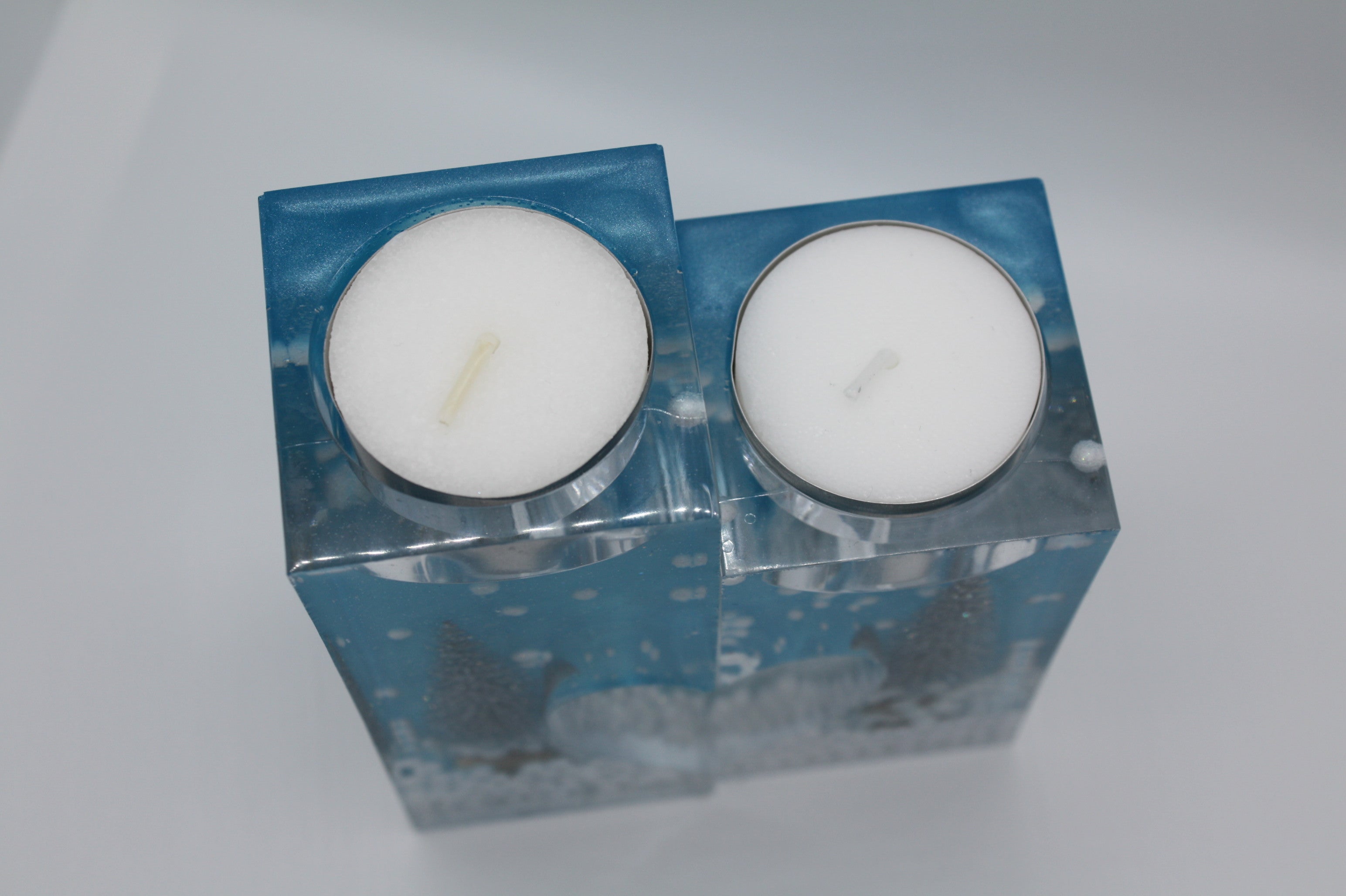 Winter themed candle holder pair 5