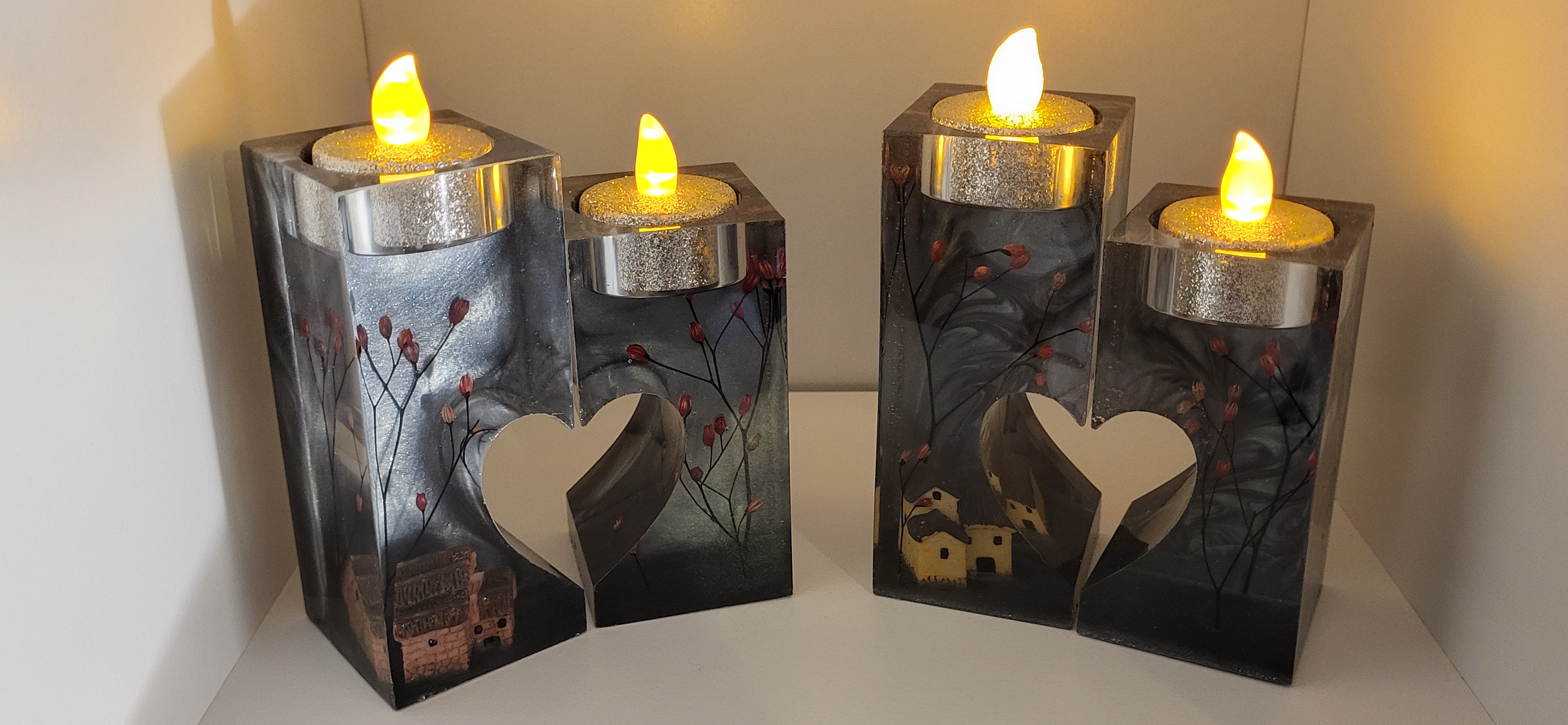 Cottage Under a Night Sky Candle Holder 3
