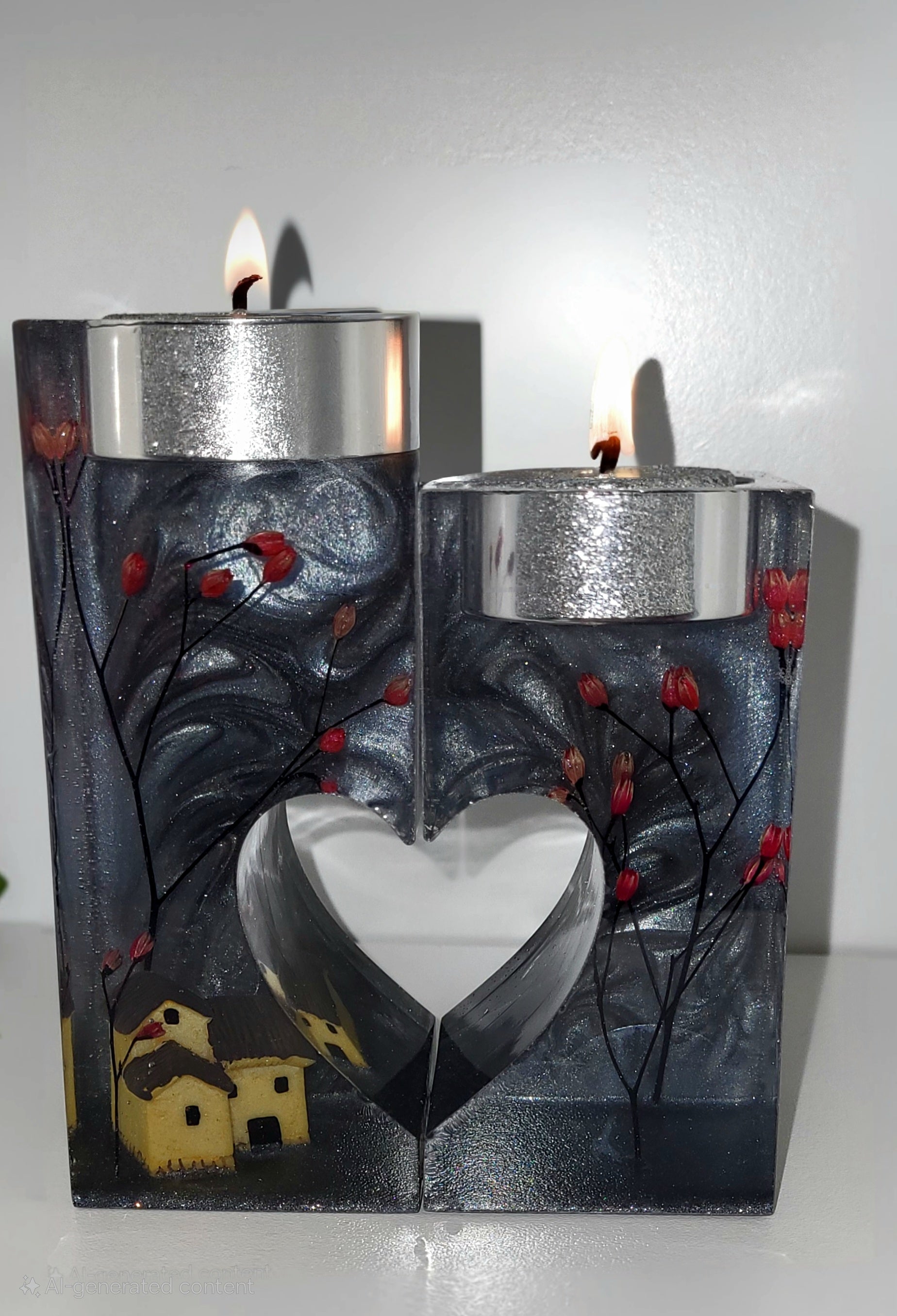 Cottage Under a Night Sky Candle Holder 6